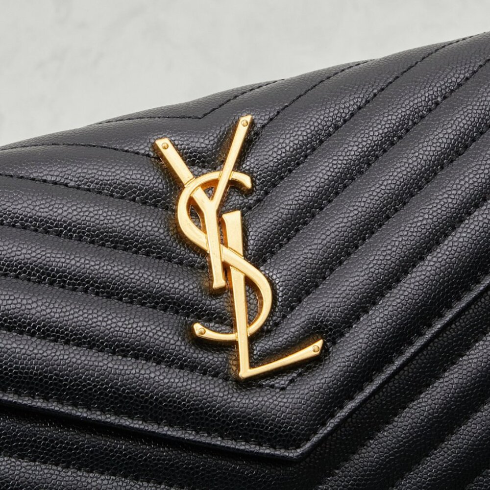 Yves Saint Laurent Grain De Poudre Matelasse Chevron Monogram Chain Bag - Picture 5 of 9